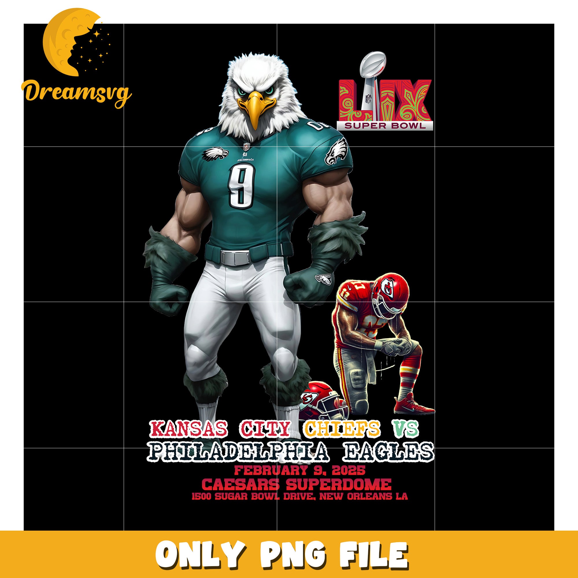 Super Bowl 2025 PNG Kansas City Chiefs vs Eagles DreamSVG Store