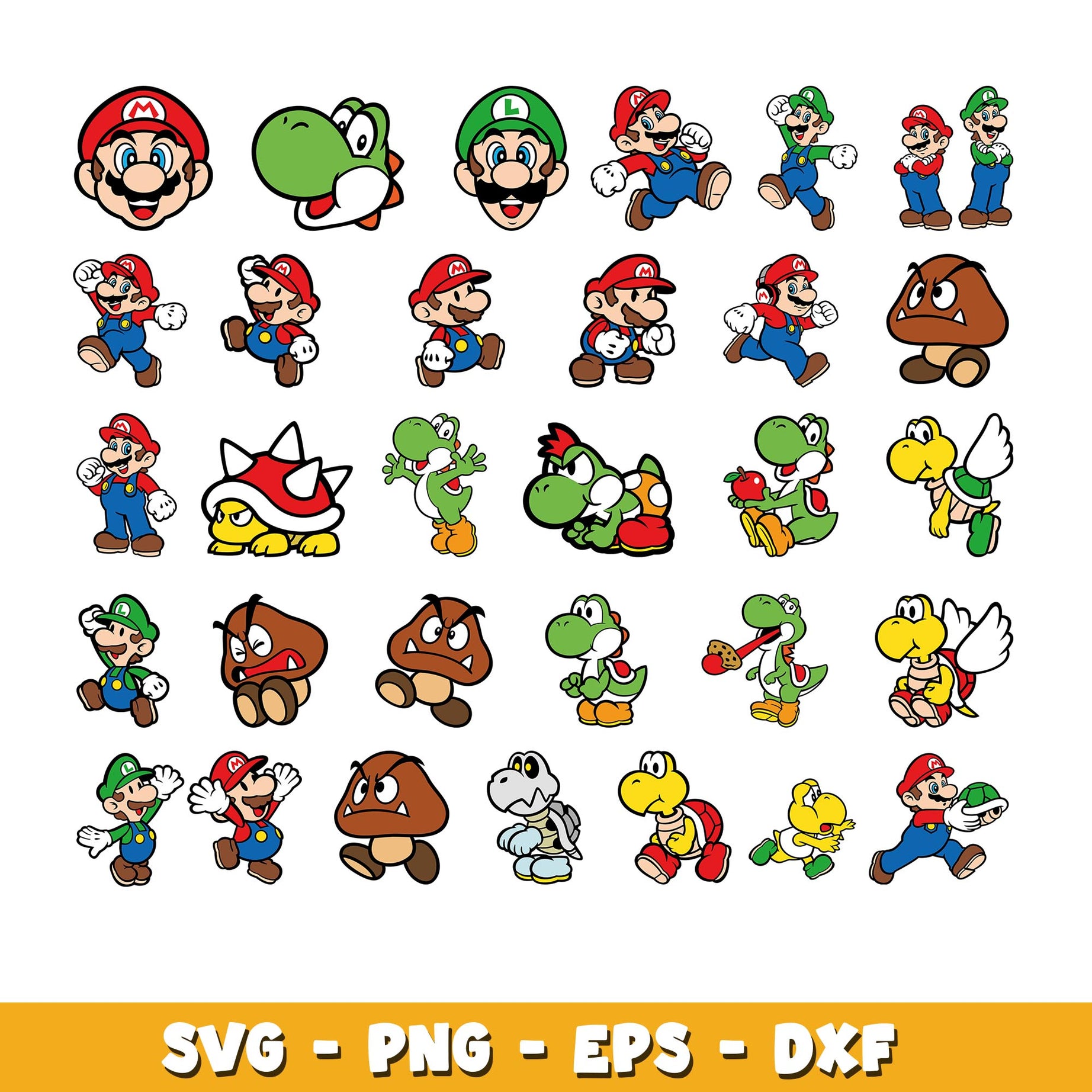 Cute Super Mario svg, Supper Mario bundle svg, cartoon svg  