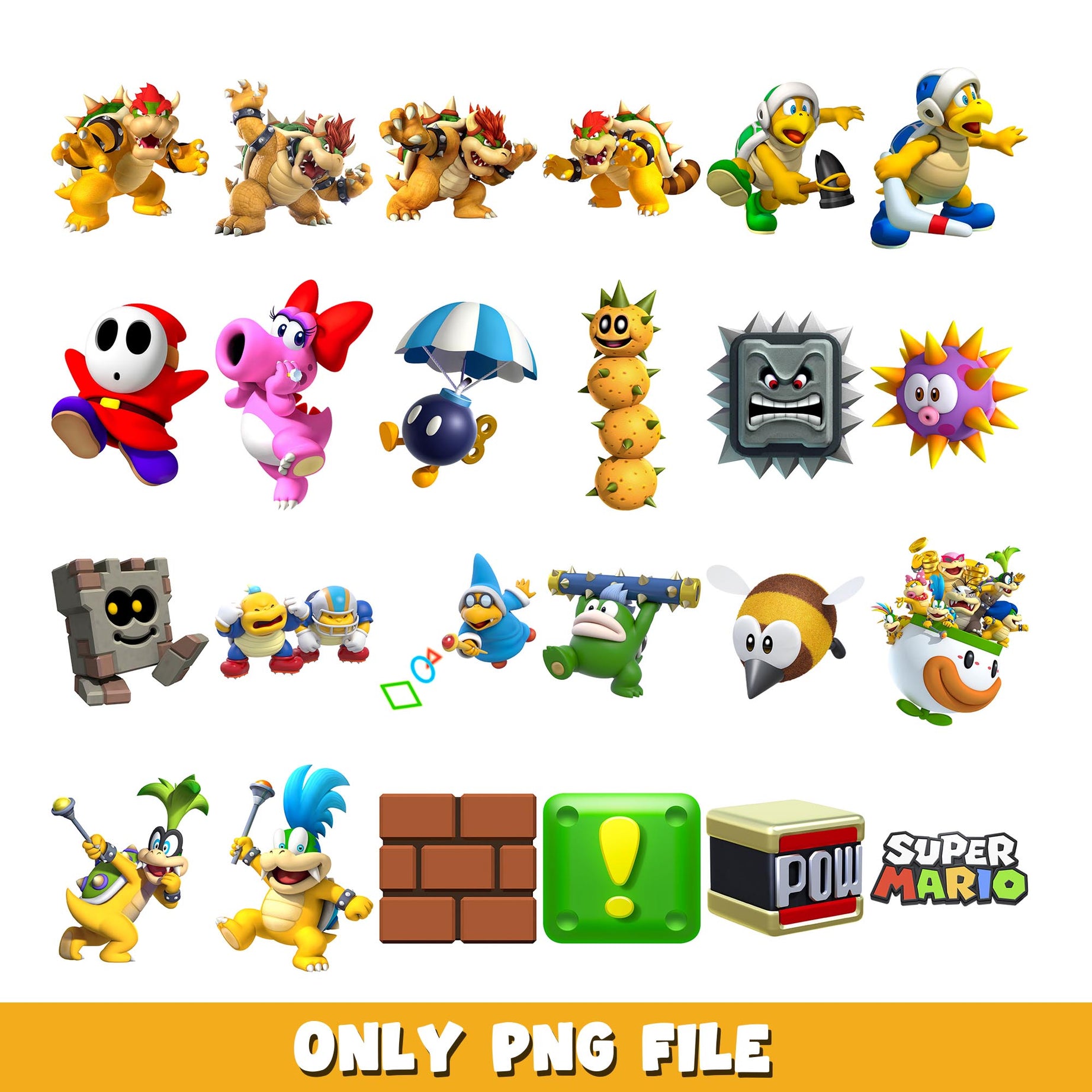 Super Mario stuff characters png, Super Mario bundle png, cartoon png 