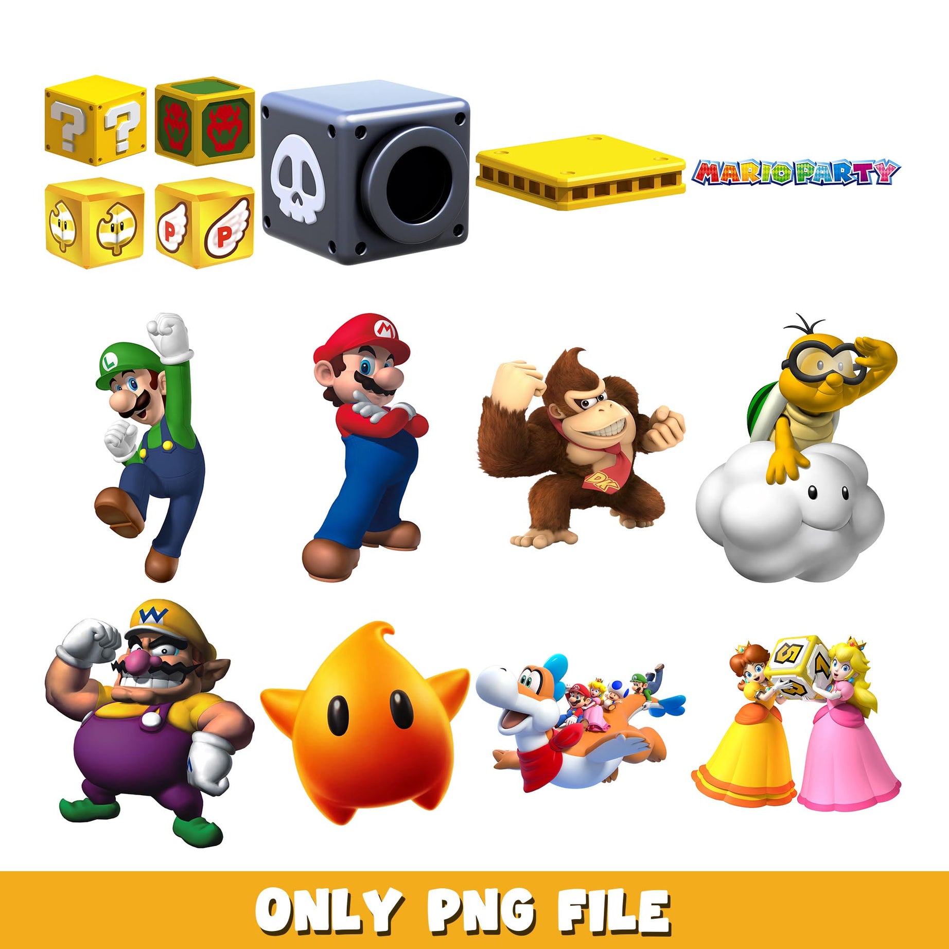 Super Mario cute png, Super Mario bundle png, cartoon png  