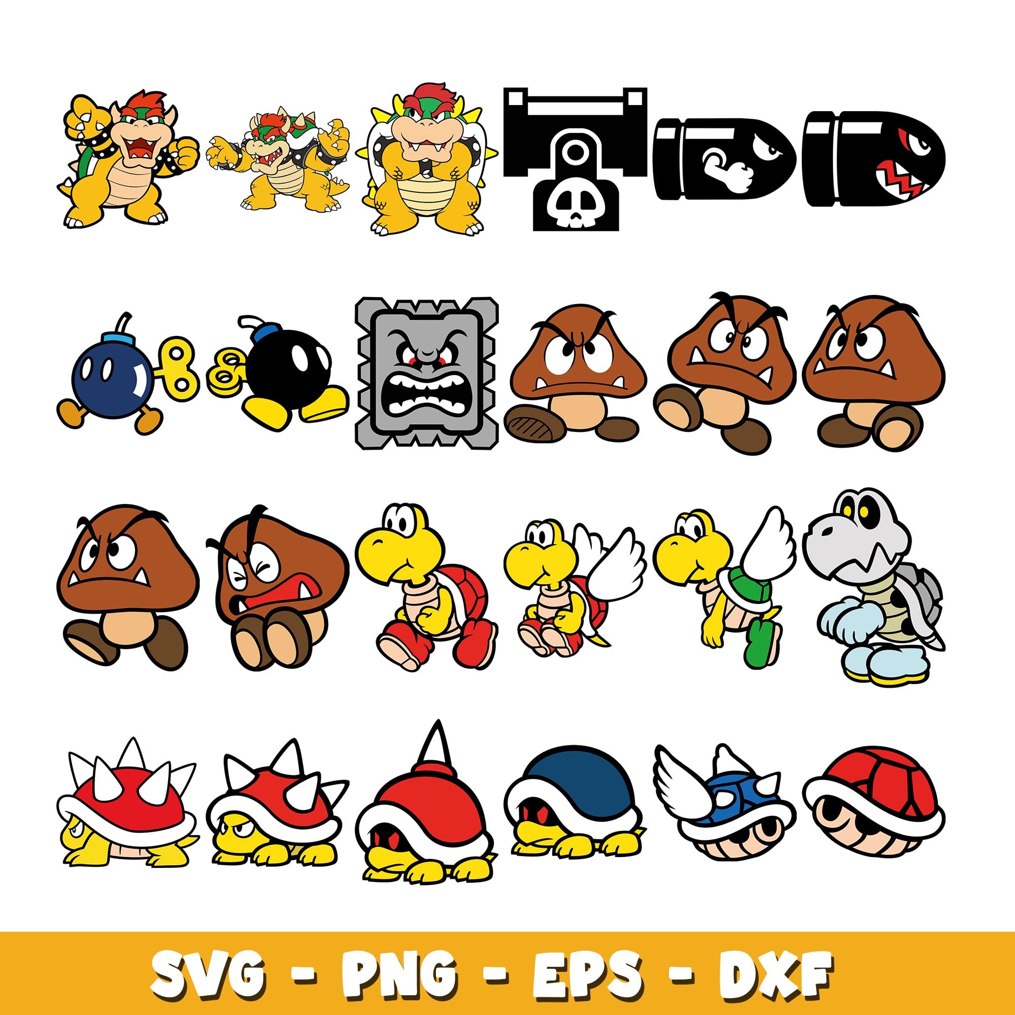 Super Mario Bros svg, paper mario bundle svg, cartoon svg – DreamSVG Store