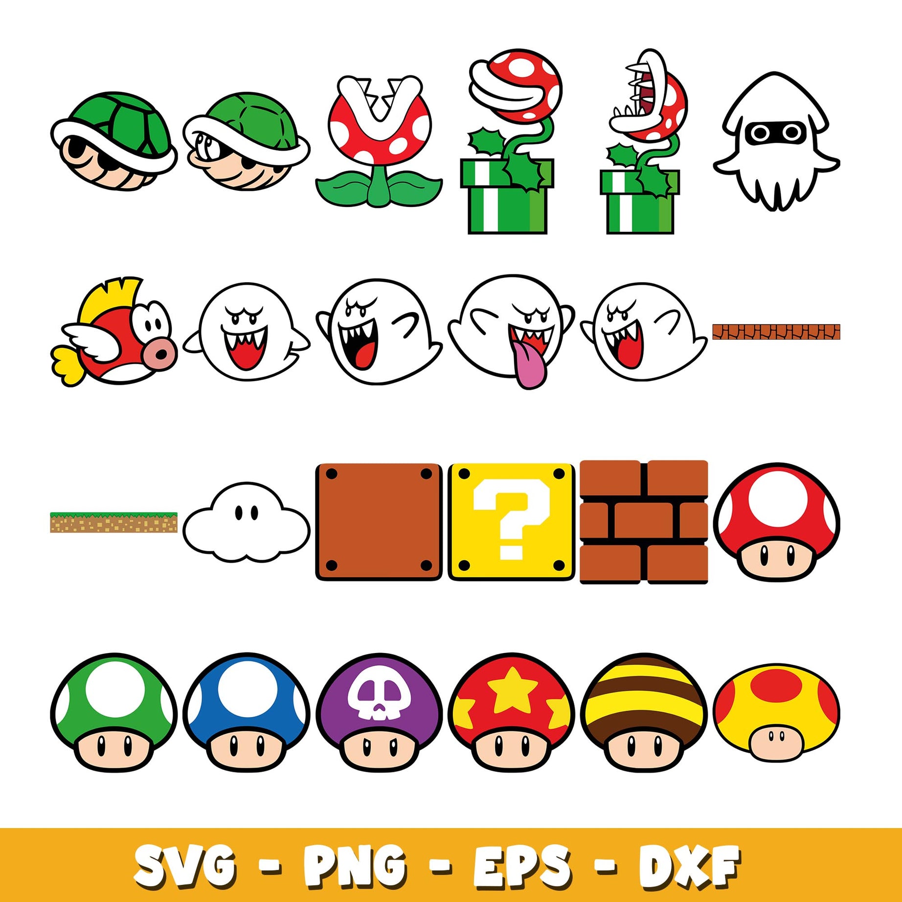 Super Mario Icons svg, Supper Mario bundle svg, cartoon svg 