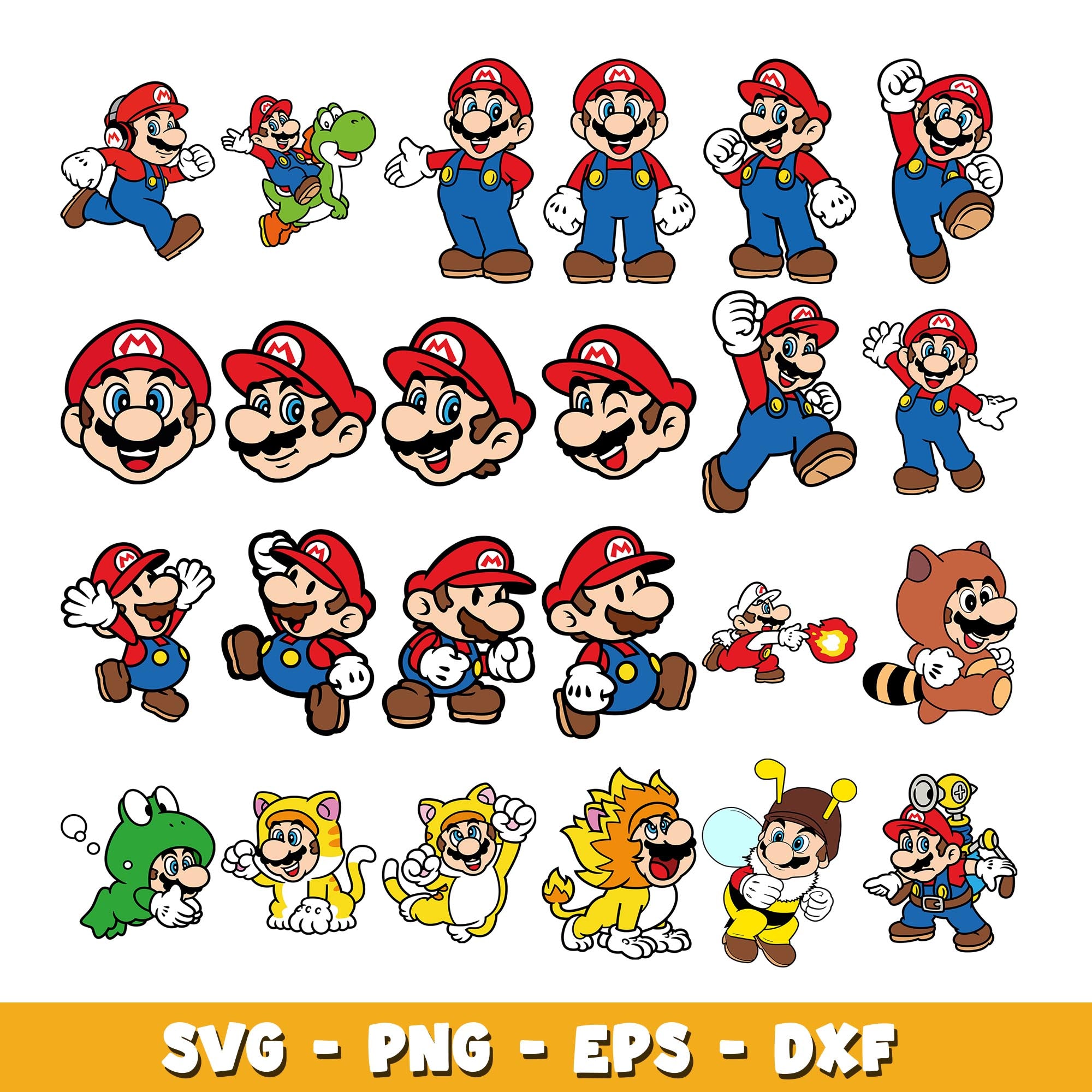 Mario Bros Character svg, Supper Mario bundle svg, cartoon svg ...