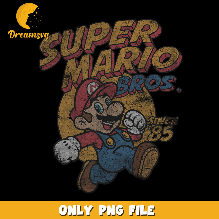 Super Mario Bros Since 85 Vintage Distressed PNG, Mario, Gaming PNG