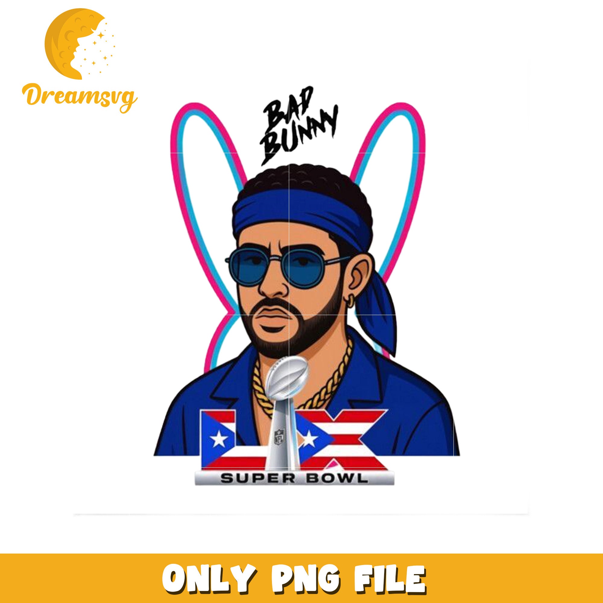 Super bowl bad bunny png, pr flag png, american rugby png