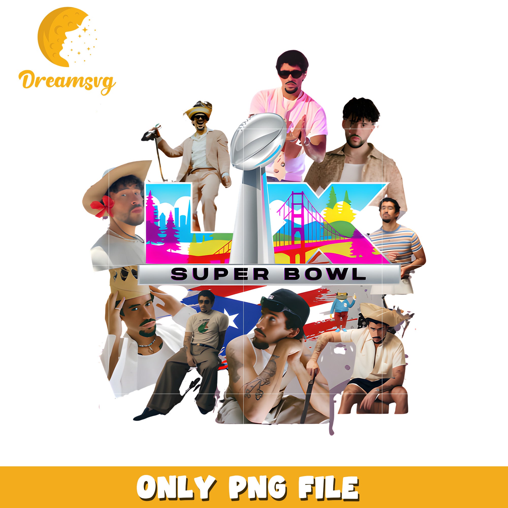 Super bowl lx png, bunny era png, latin music star png