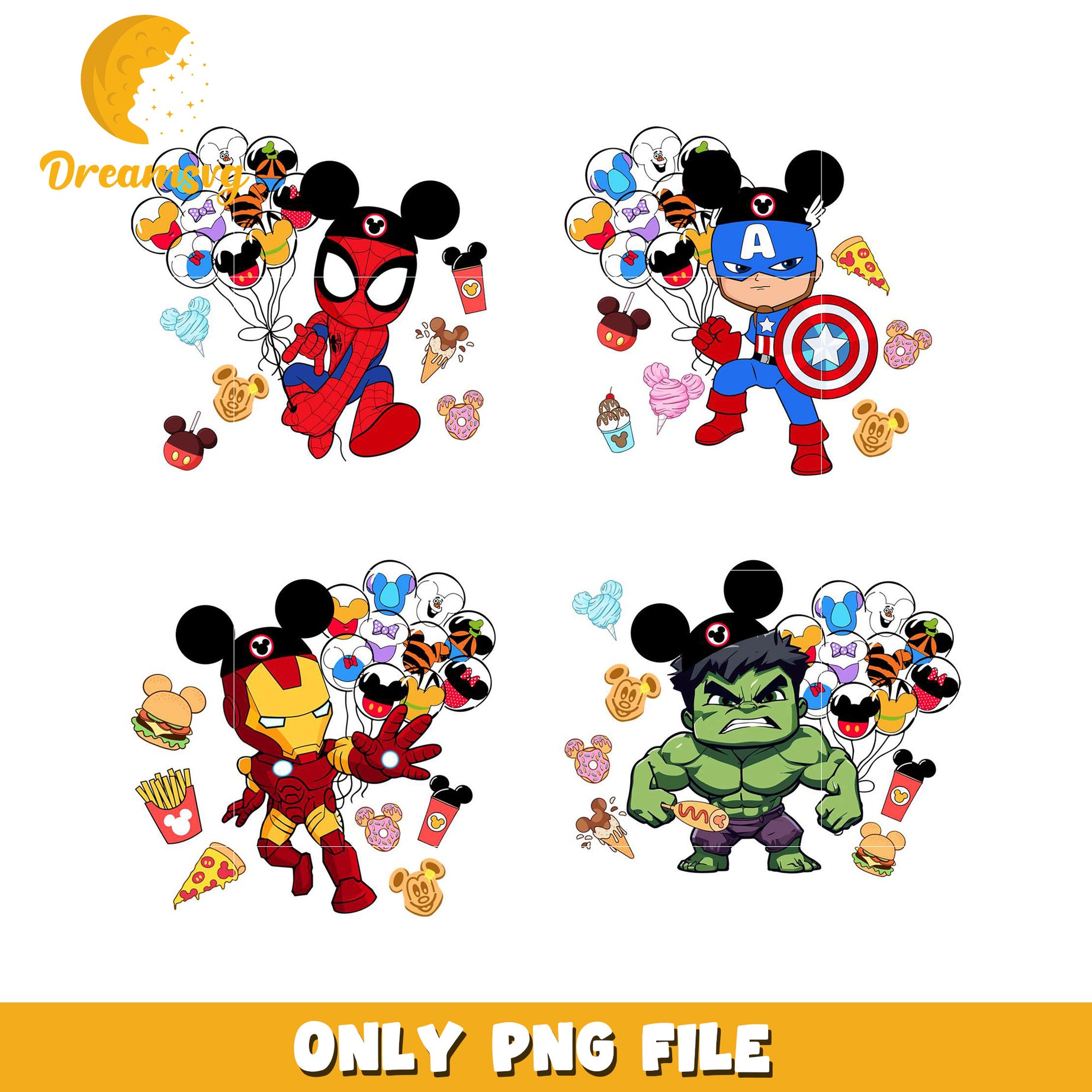 Superhero Mickey Mouse Balloon Bundle PNG Downloadable Art