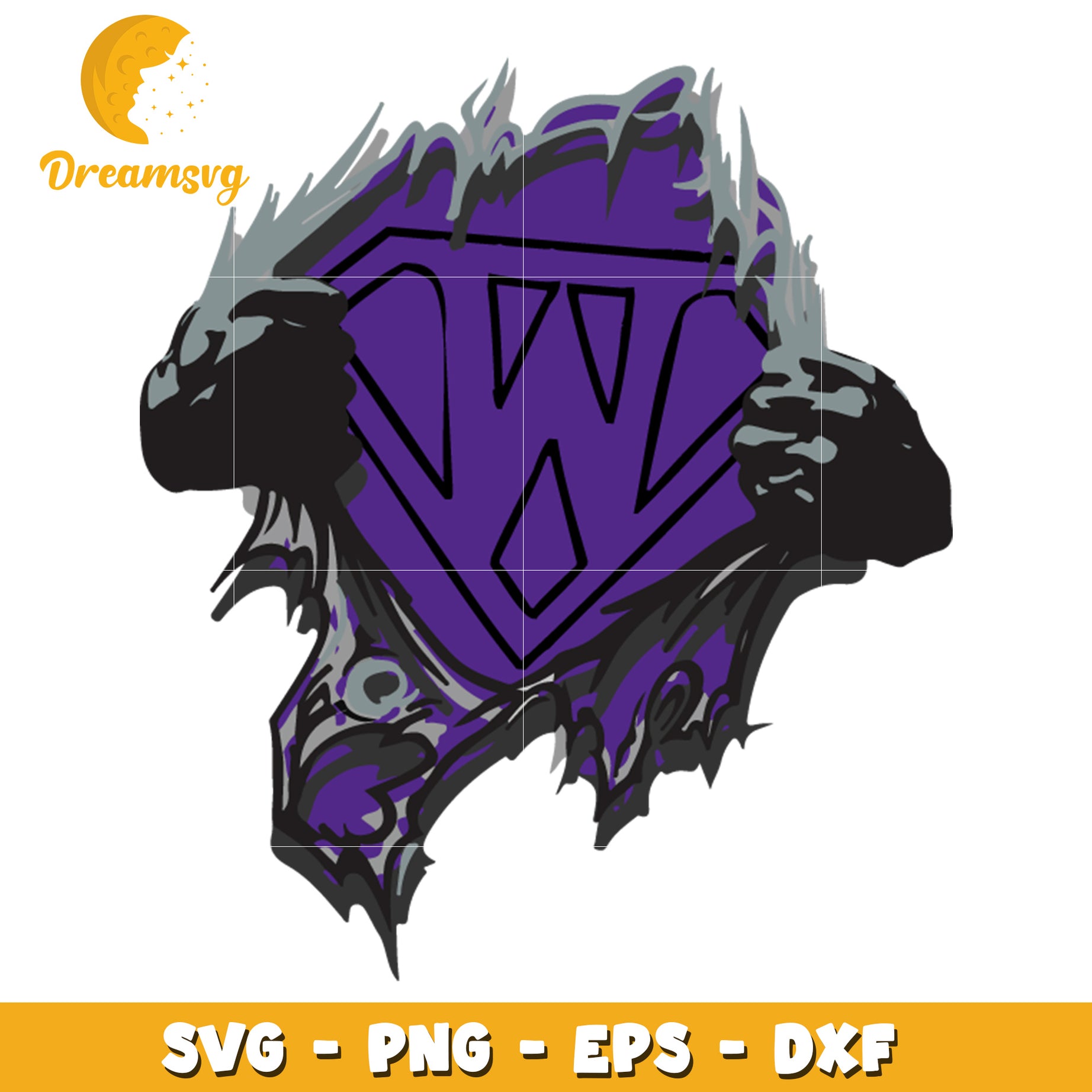 Superhero W Letter SVG PNG EPS DXF