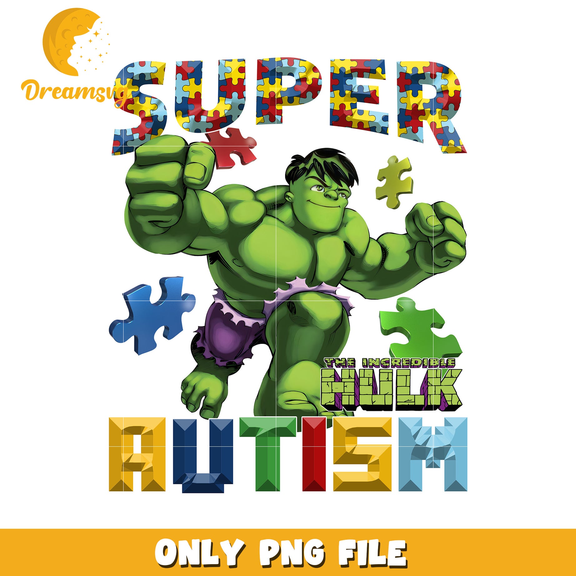 Super incredible hulk cartoon autism png, autism awareness png