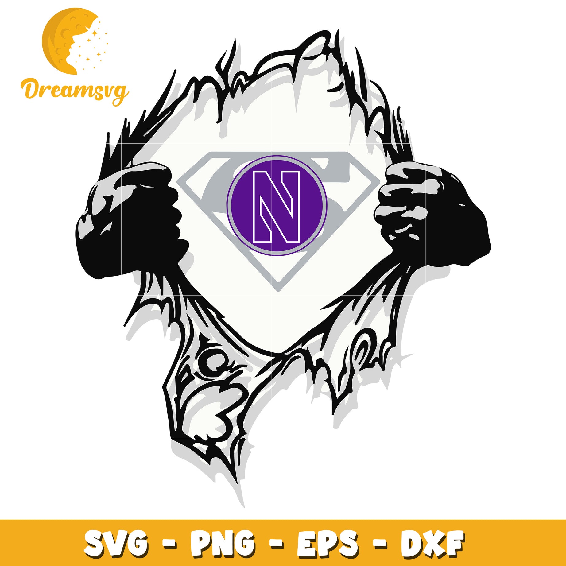 Superman Initial N SVG PNG EPS DXF