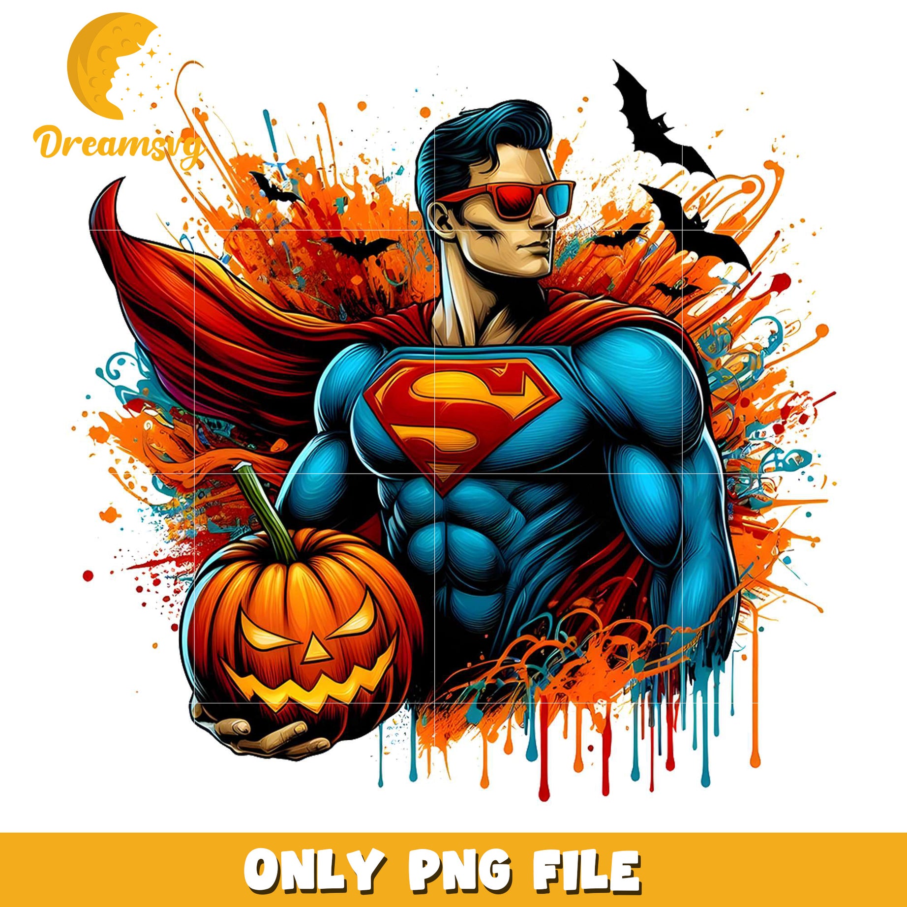 Superman halloween spooky png, halloween​​​​ decor png, halloween wallpaper​ png
