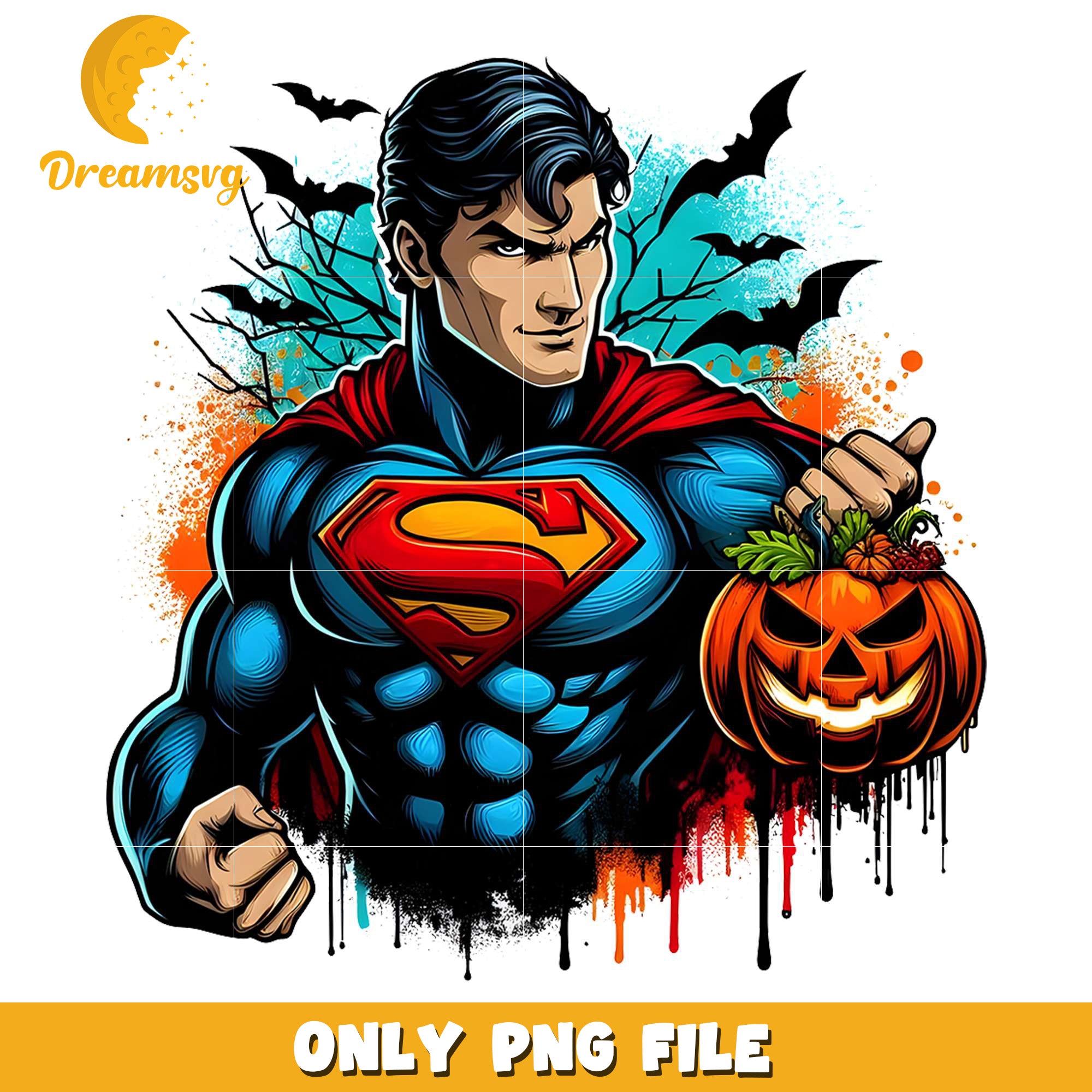 Superman spooky png, halloween​​​​ decor png, halloween wallpaper​ png