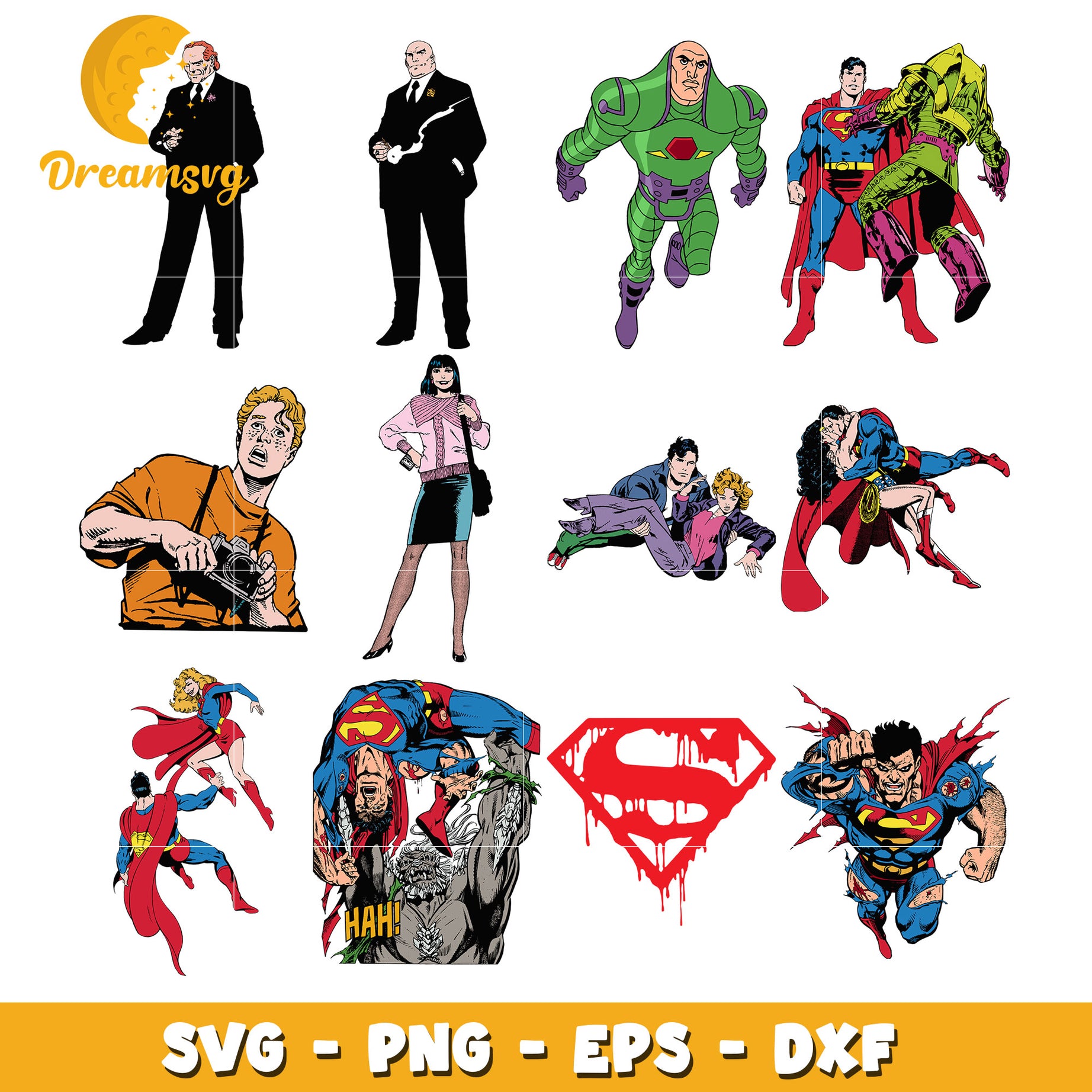 Superman characters bundle svg, cast of superman legacy svg