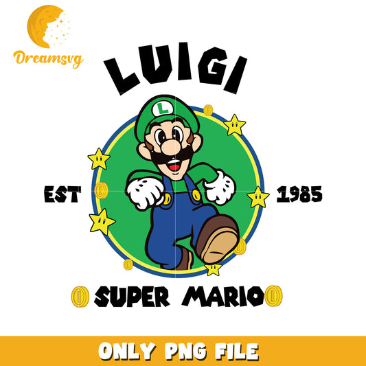 Super mario luigi est 1985 png, retro super mario logo png, vintage mario design png