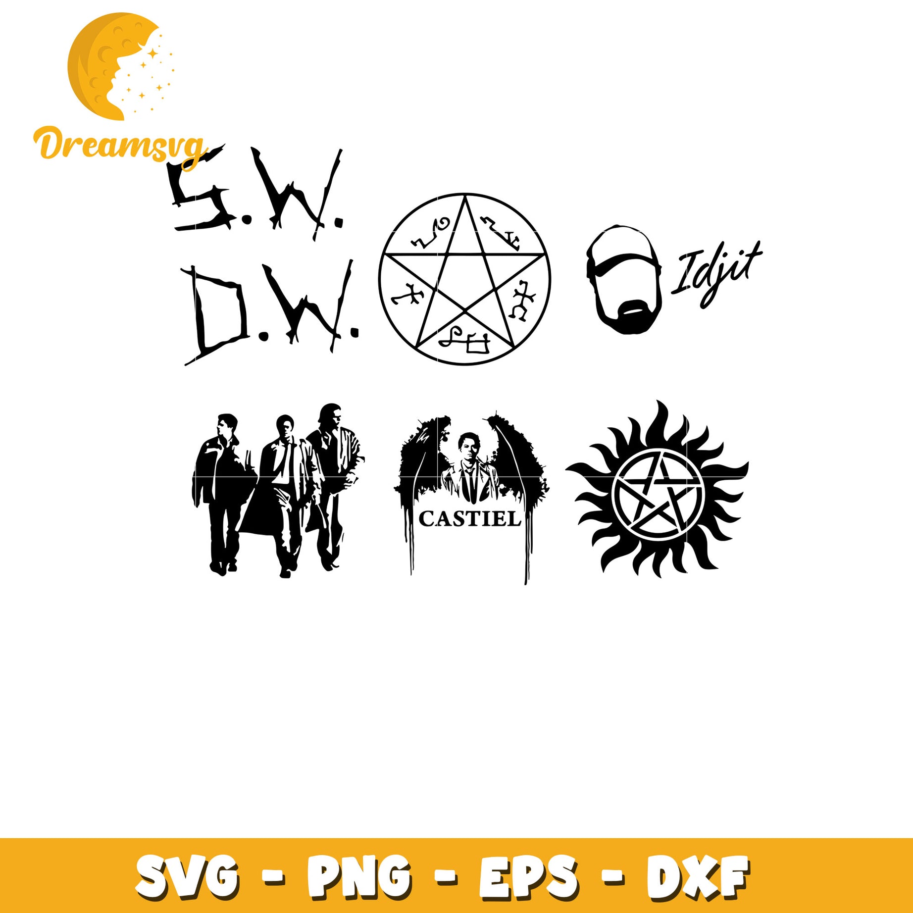 Castiel supernatural bundle svg, supernatural cast svg