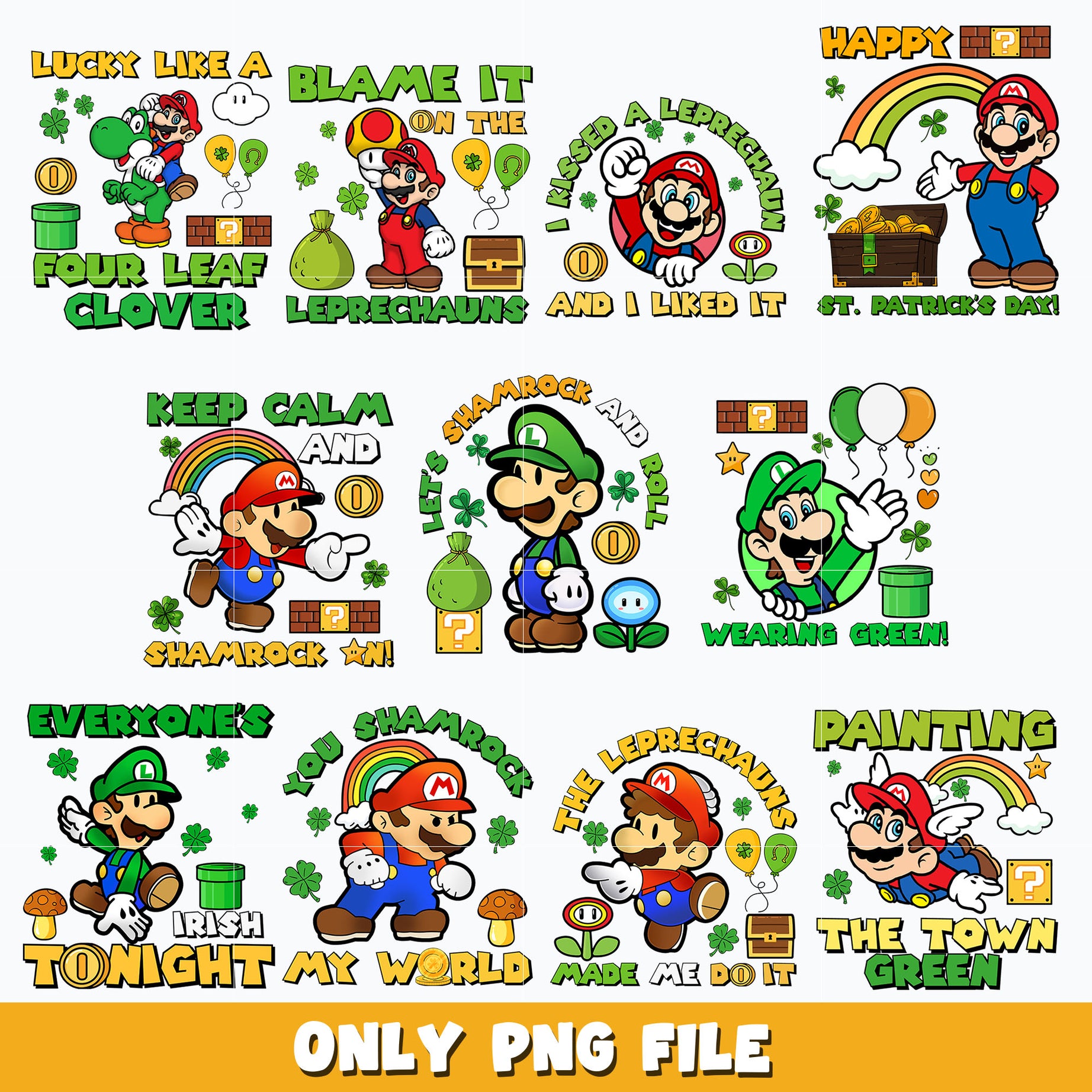 Supper Mario Design bundle png, cartoon png, Digital download