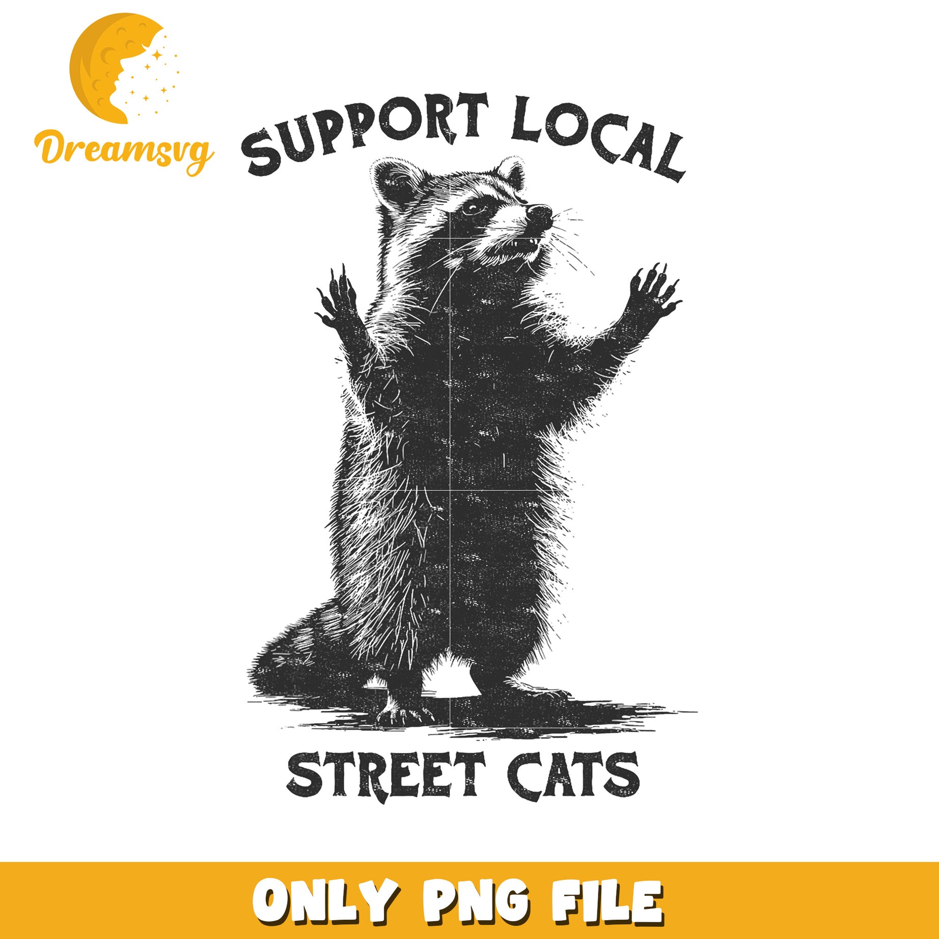 Support Local Street Cats Raccoon PNG