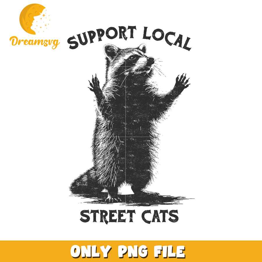 Support Local Street Cats Raccoon PNG