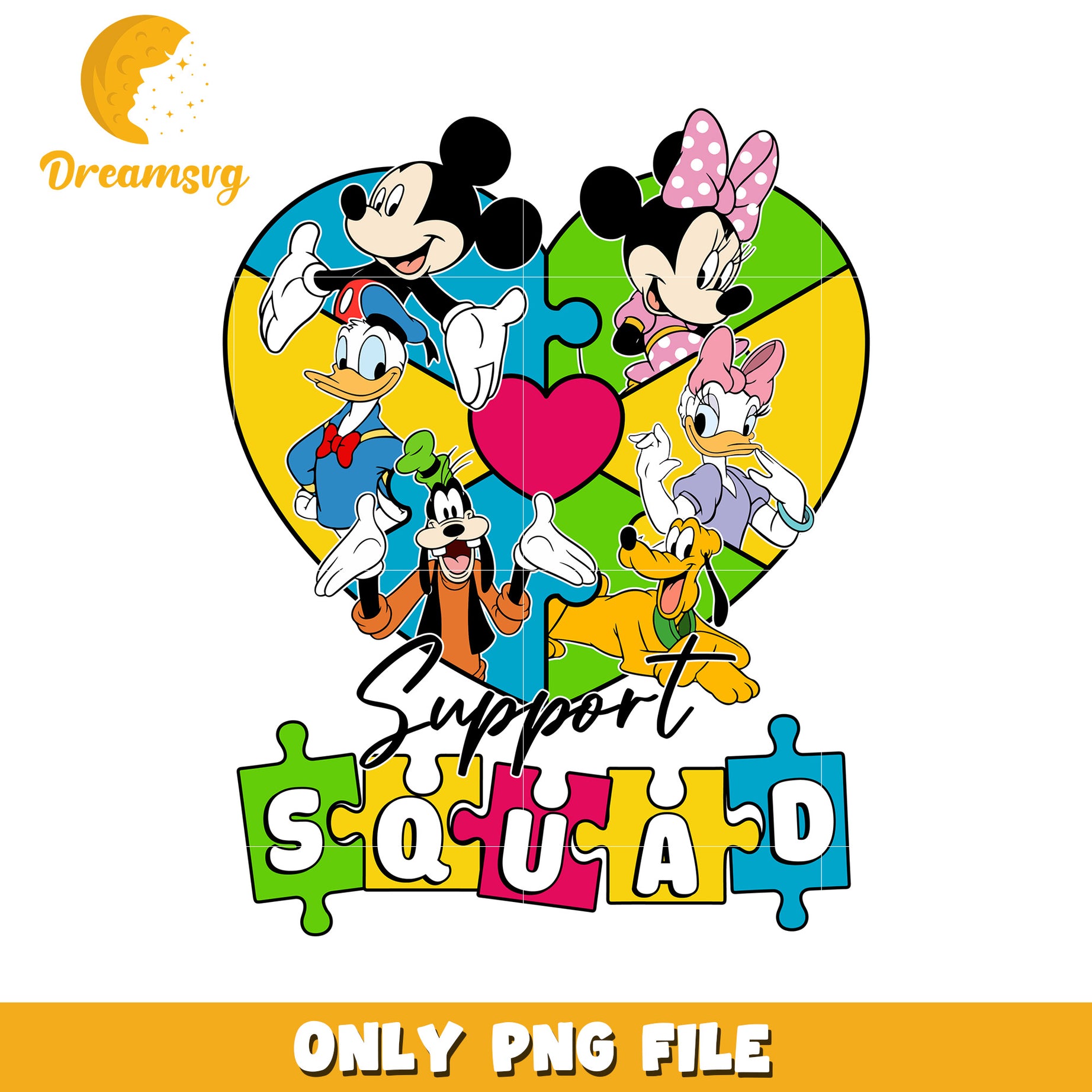 Support squad mickey friends png, autism awareness day png