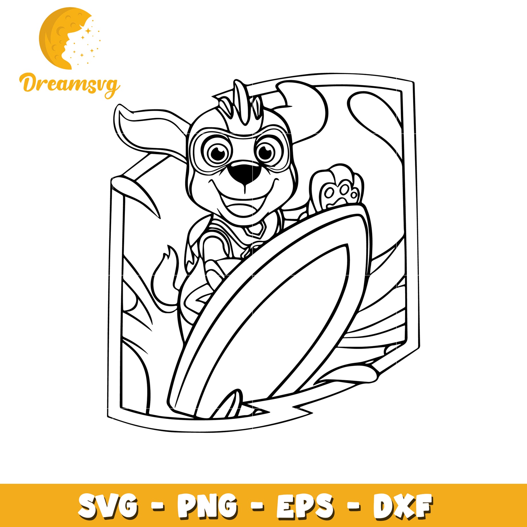 Surfing Dog SVG Cut File PNG EPS DXF