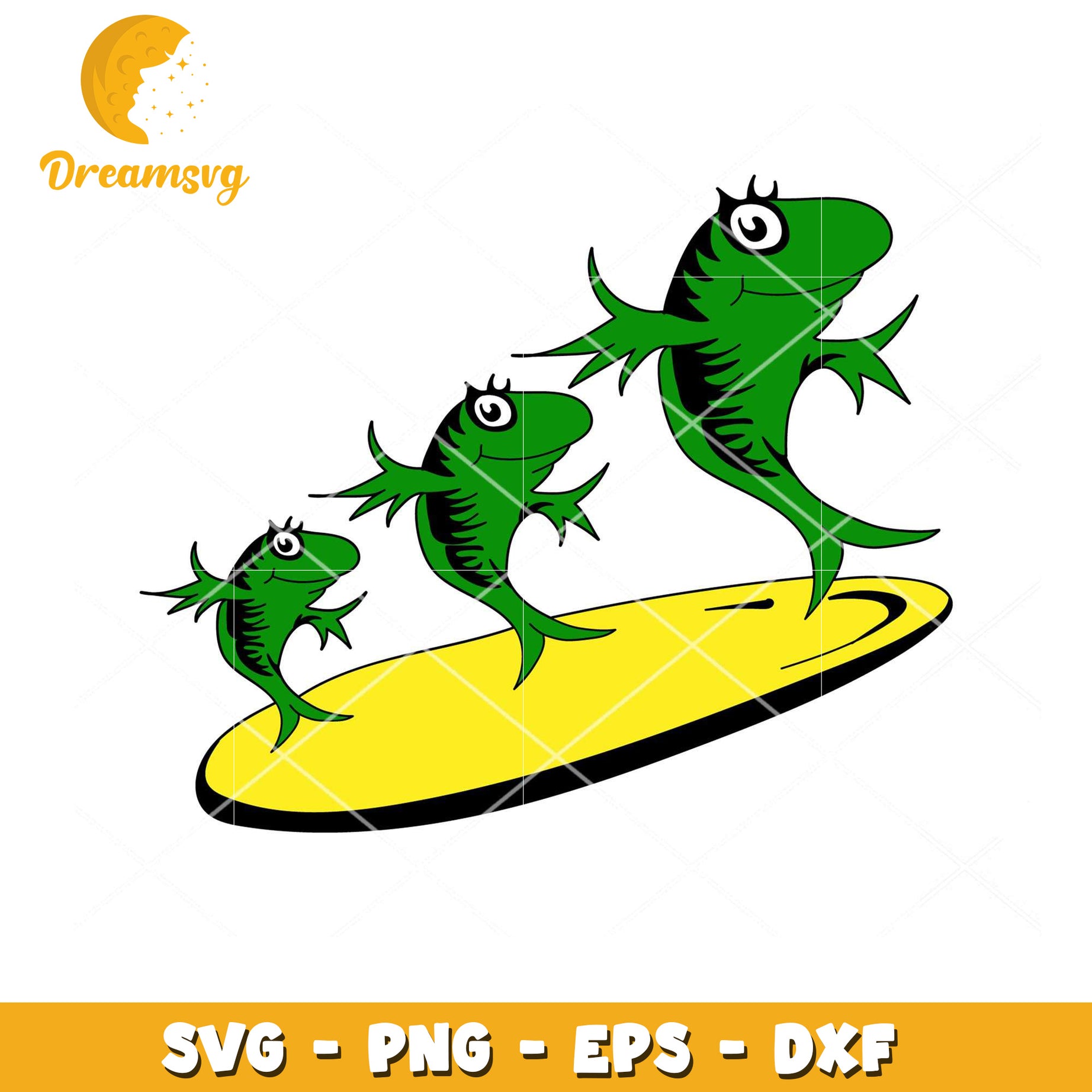 Surfing Fish SVG Cut Files