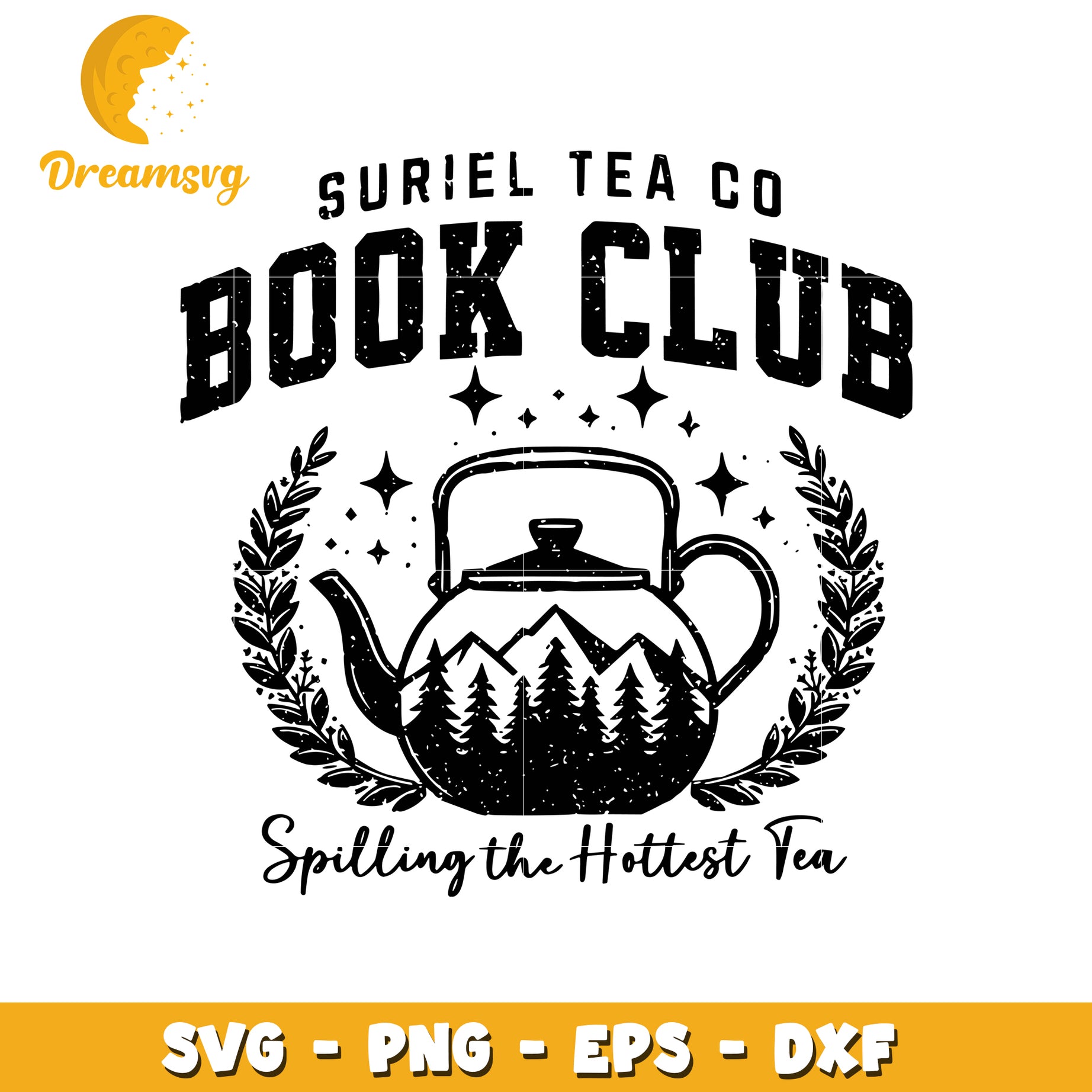 Suriel tea co book club logo design svg, tea svg, book club svg