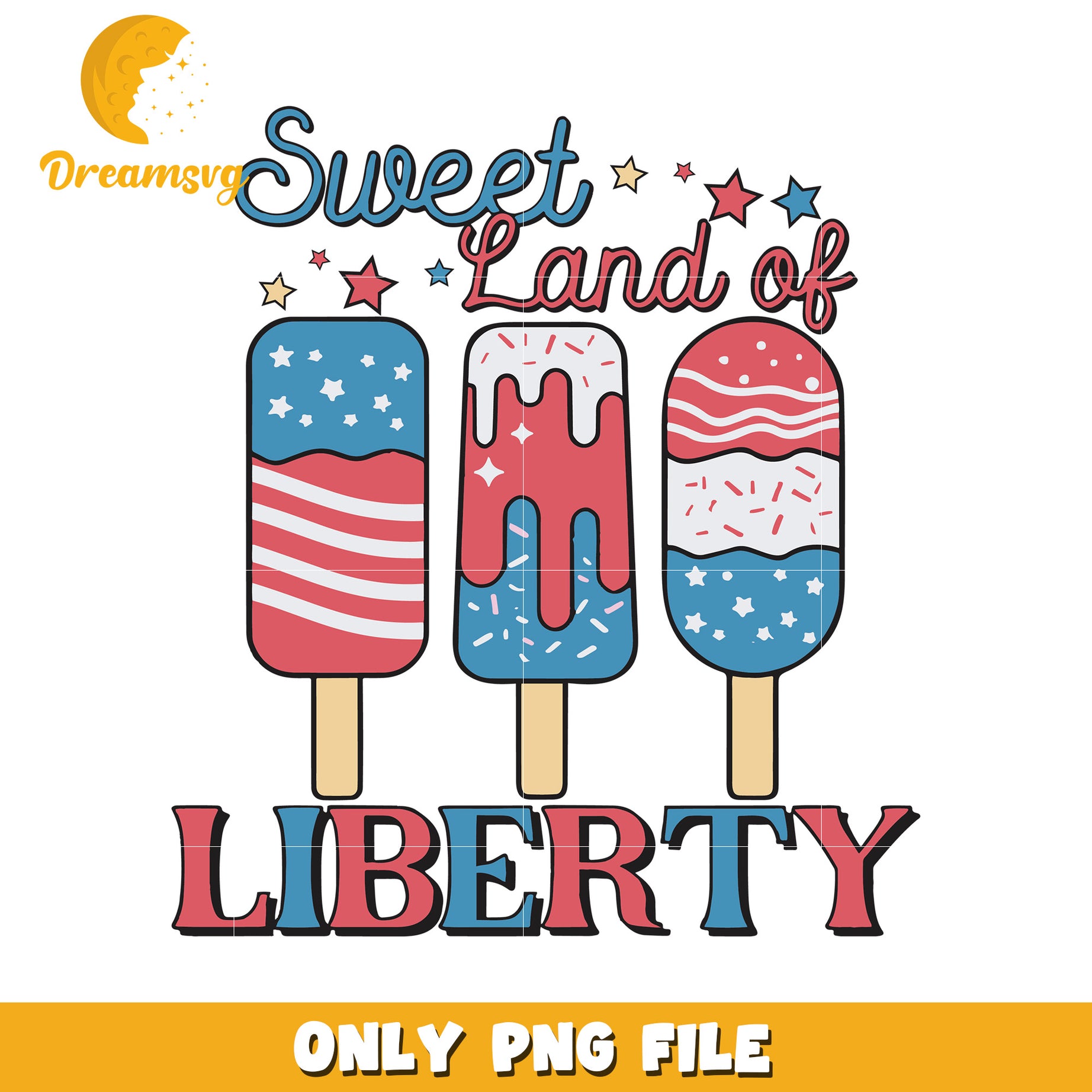 Sweet land liberty design png, usa pride png, red white and blue png