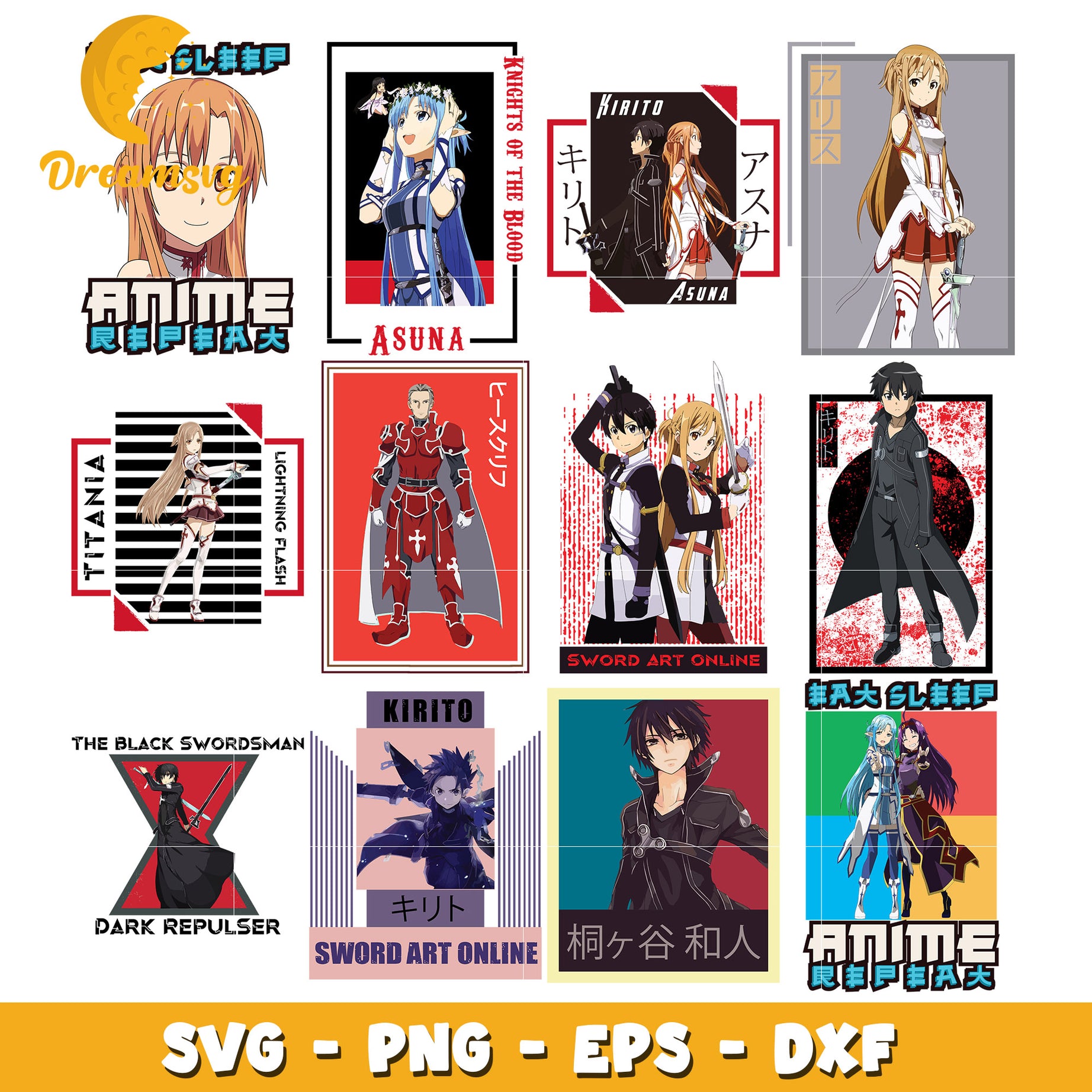 Sword Art Online characters bundle svg, dard repulser svg