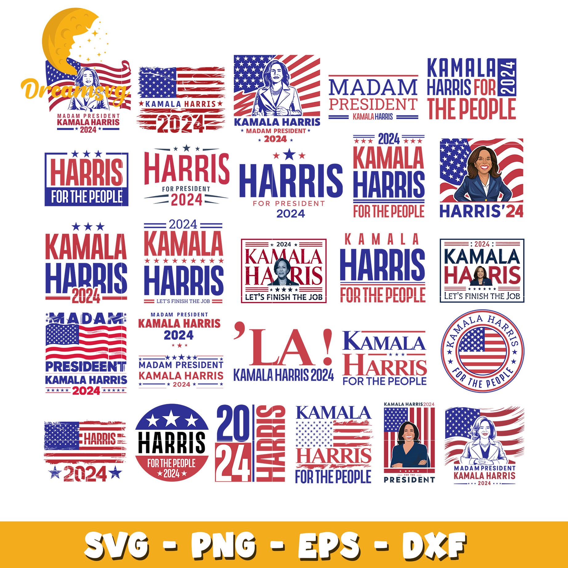 Kamala harris 2024 logo bundle svg, harris for president logo​ svg