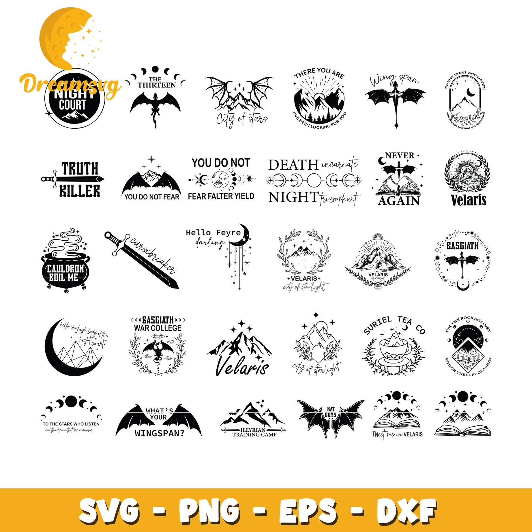 Fourth wing logo black white bundle svg, fourth wing symbol​ svg