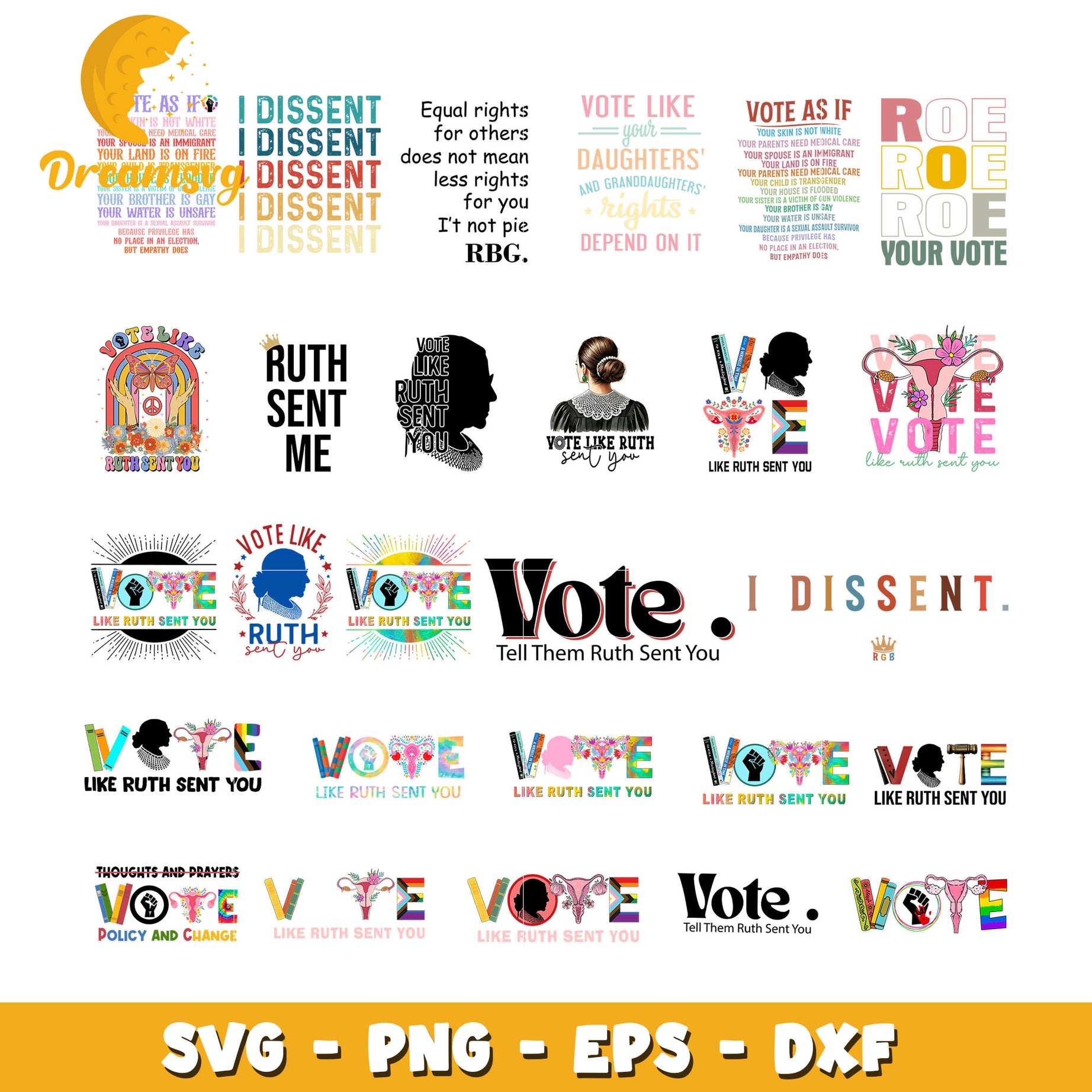 Logo vote like ruth sent you bundle svg, ruth sent me​ svg