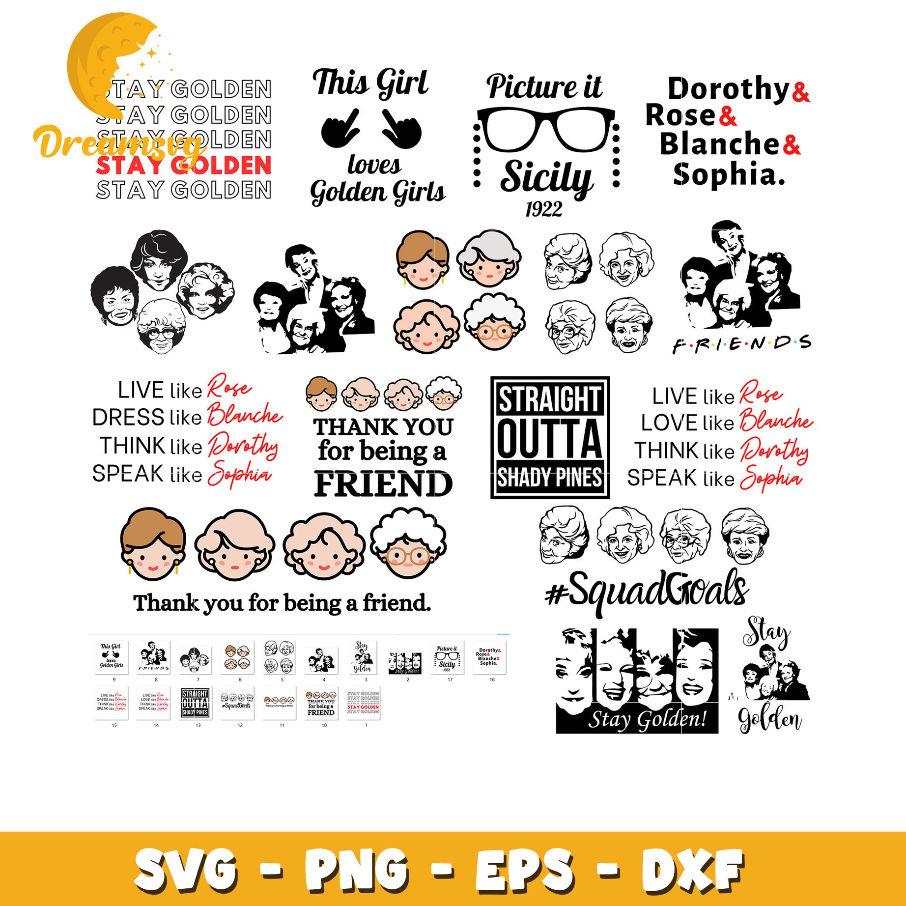 Golden girls face friends bundle svg, golden girls​ svg