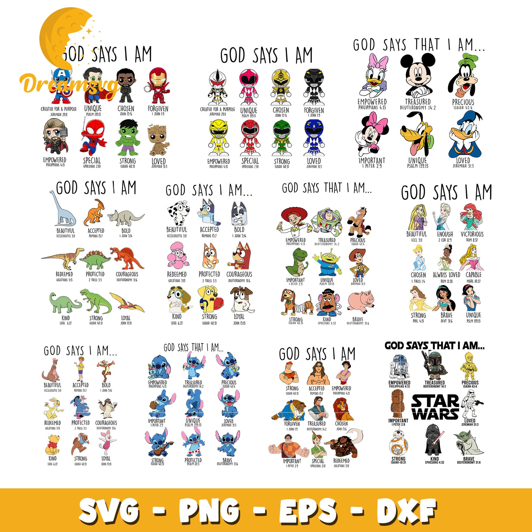 Cartoon good says i am bundle svg, popular cartoons​ svg