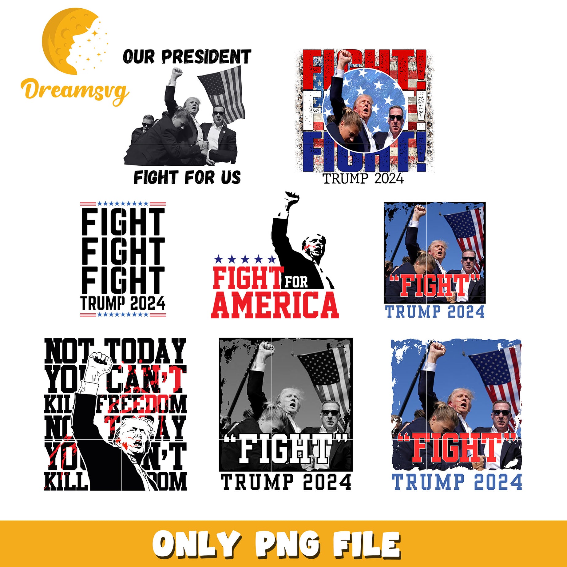 Fight for America bundle png, trump fight 2024 png, donald trump png