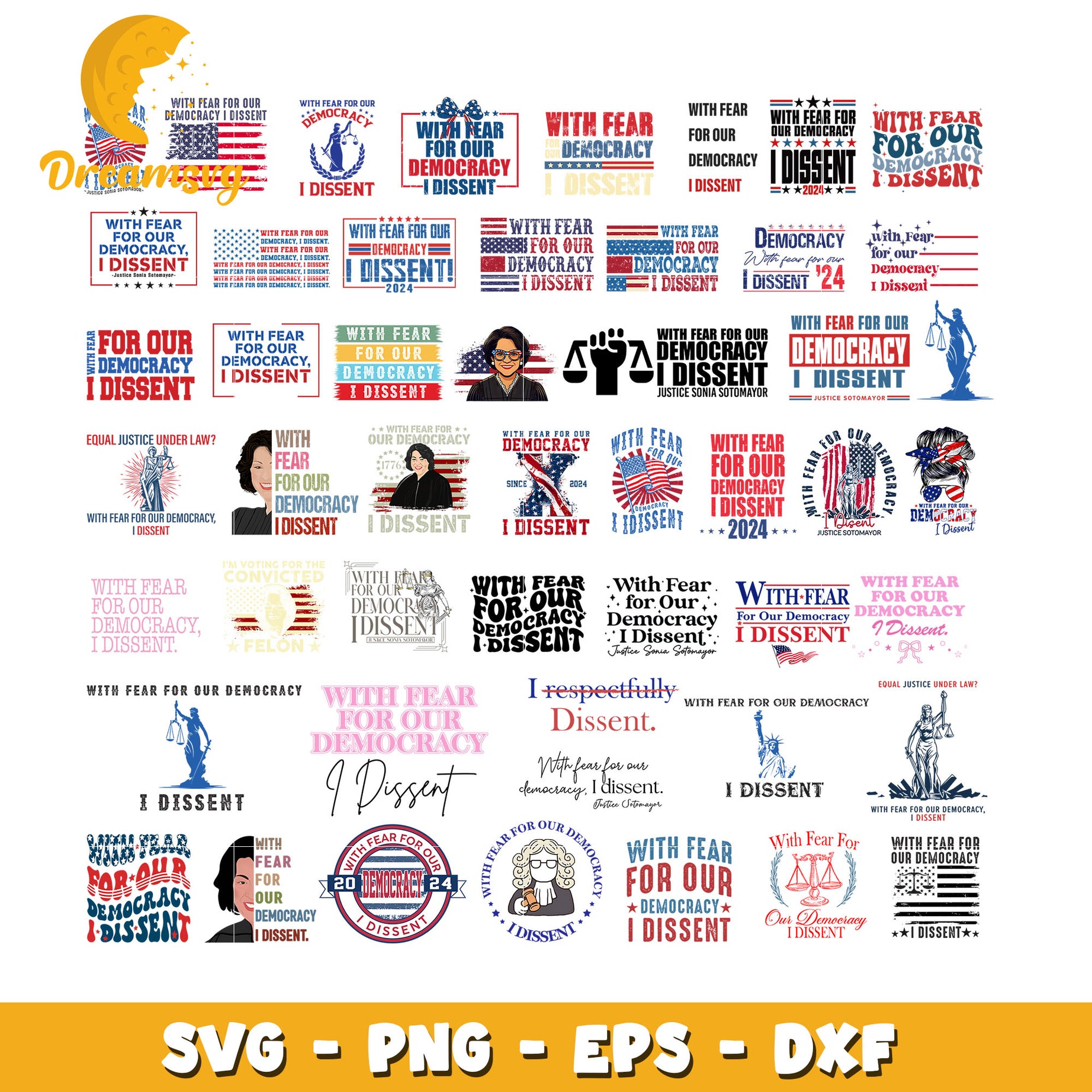 With fear for our democracy i dissent bundle svg, i dissent svg