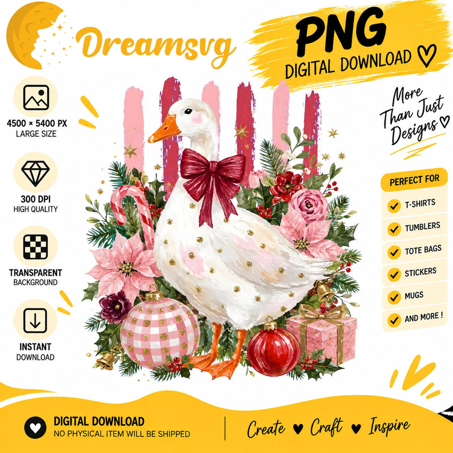 Elegant Christmas goose with burgundy bow PNG clipart