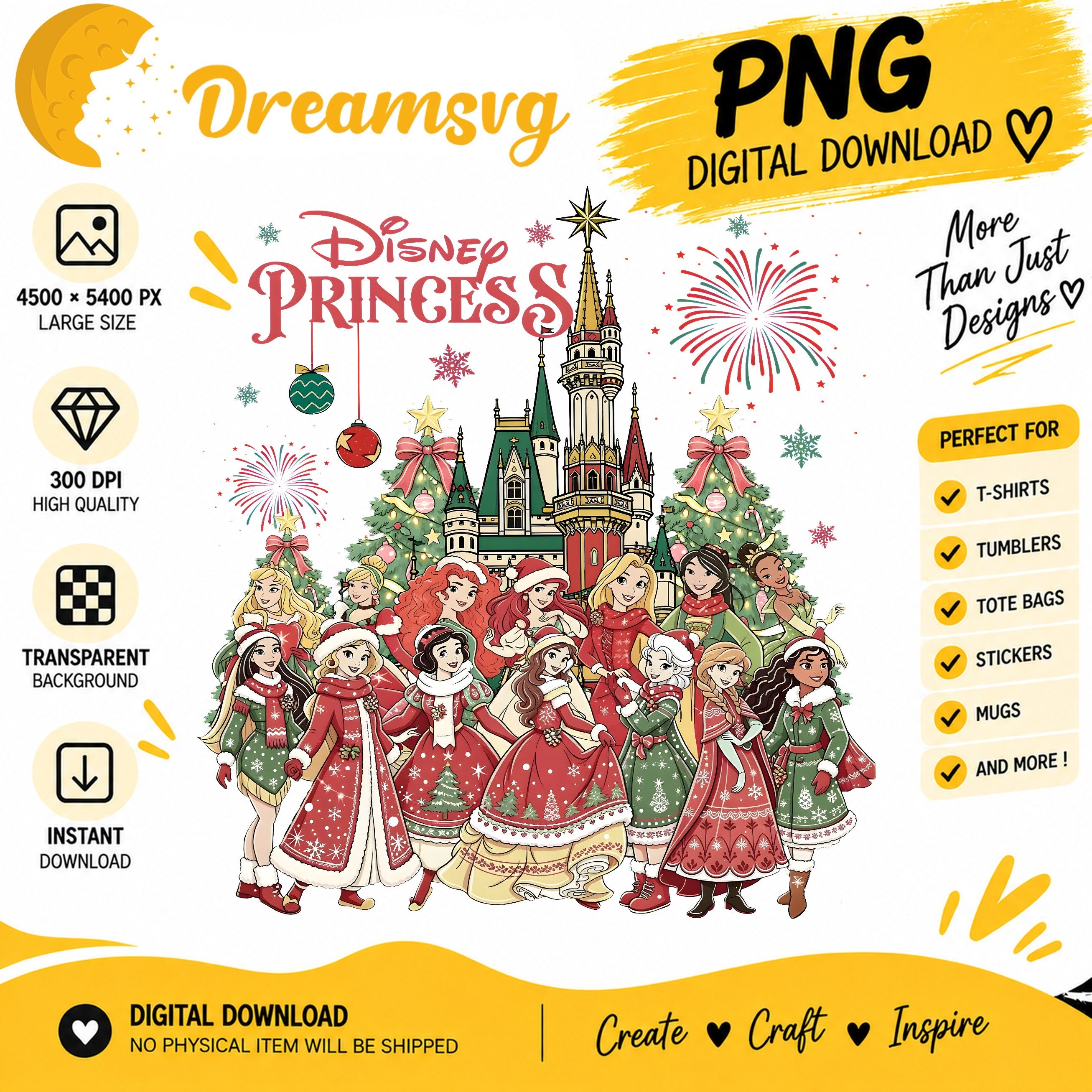 Disney Princess Christmas Squad PNG, Holiday Castle PNG – DreamSVG Store