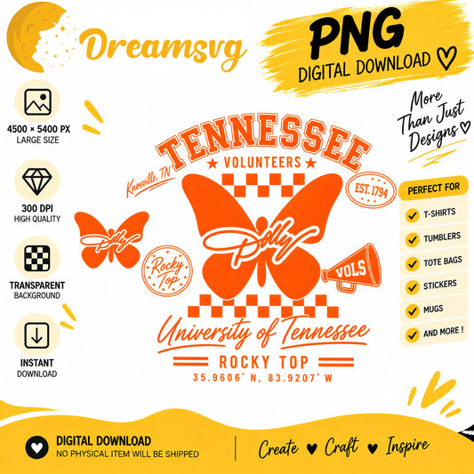 Tennessee Volunteers Dolly butterfly Rocky Top PNG clipart