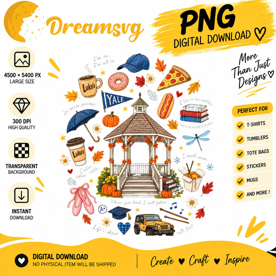 Gilmore Girls gazebo fan collage Yale coffee PNG clipart