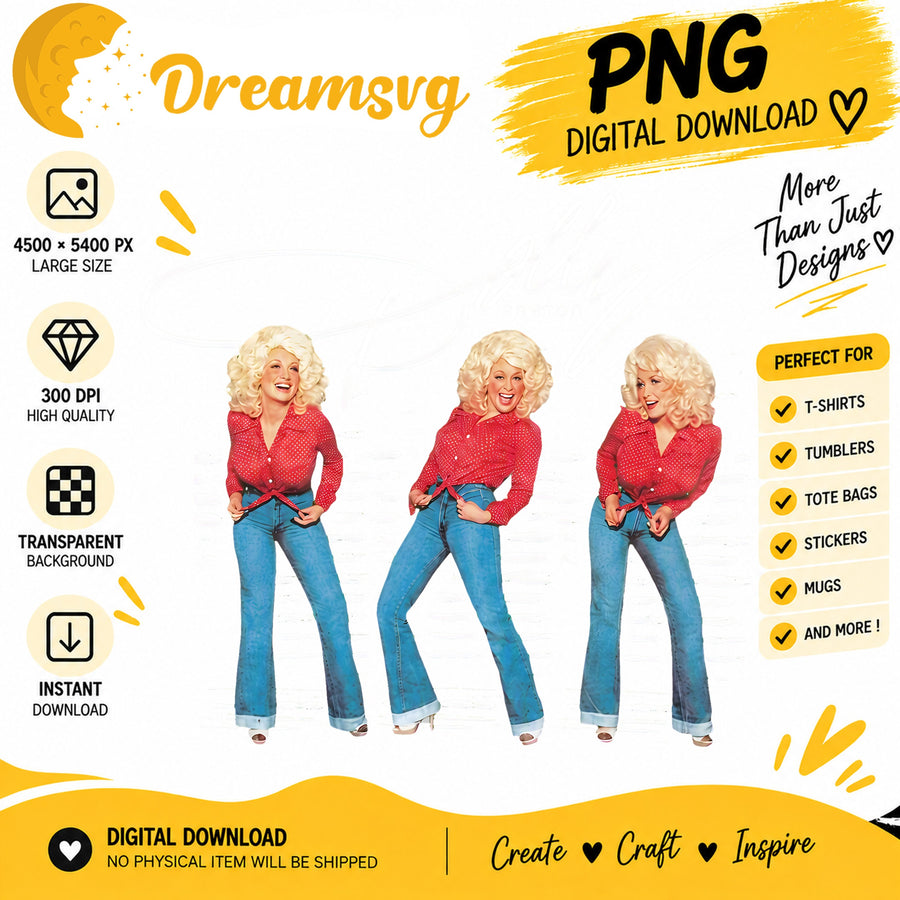 Retro country singer western glam three pose PNG clipart