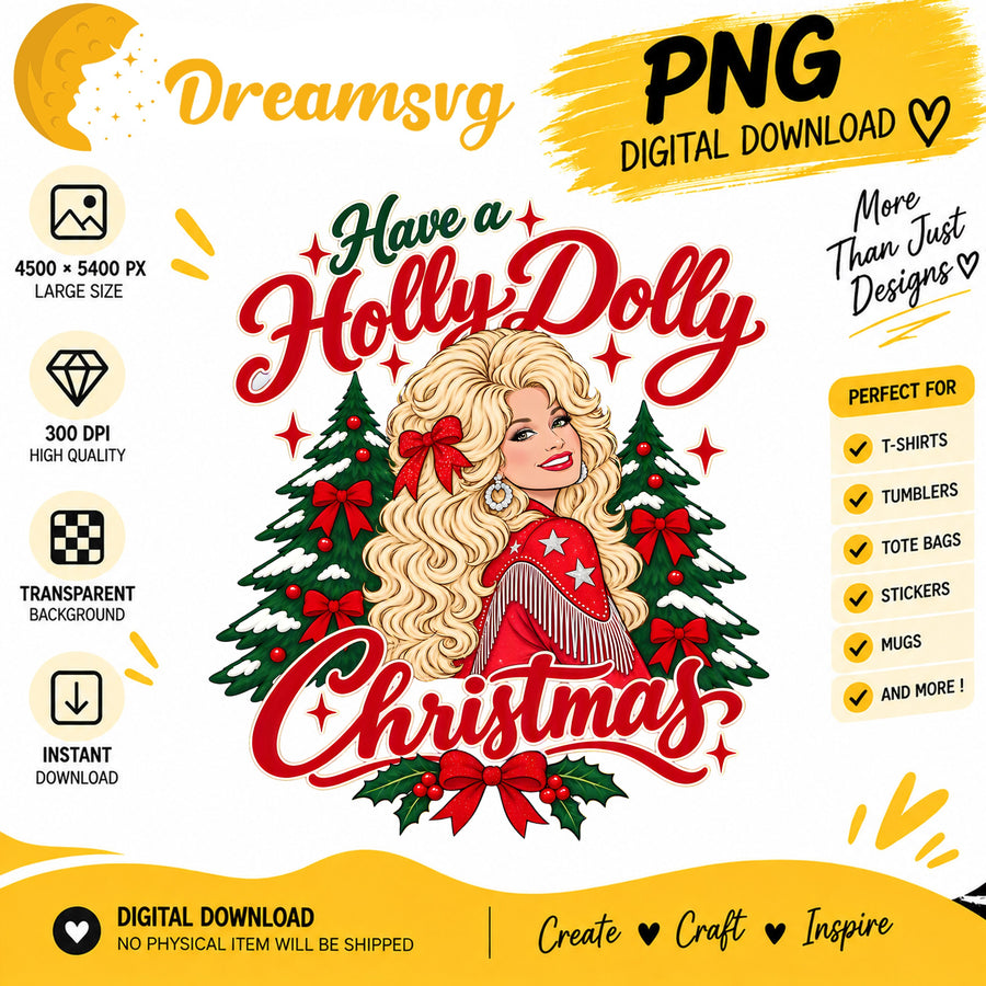 Have a Holly Dolly Christmas western portrait PNG clipart