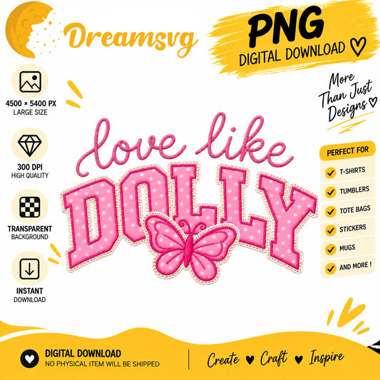 Love Like Dolly polka dot patch butterfly PNG clipart