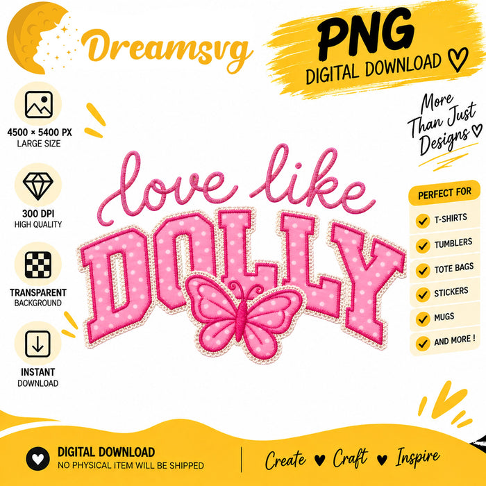 Love Like Dolly polka dot patch butterfly PNG clipart