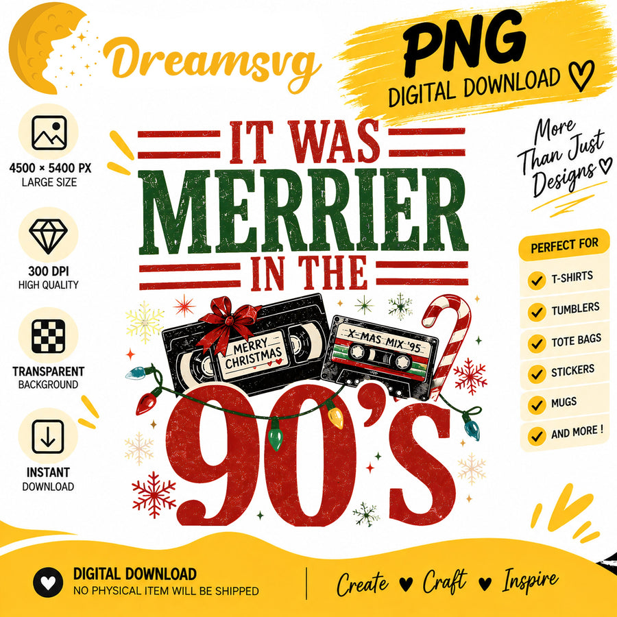 It Was Merrier in the 90's Christmas VHS mixtape PNG clipart
