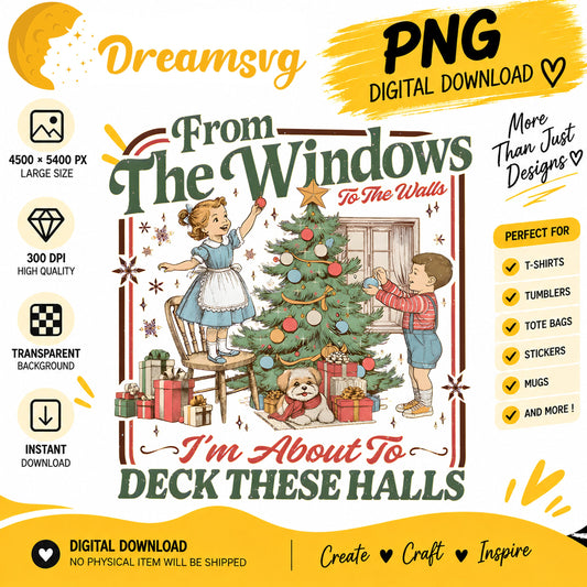From the Windows to the Walls vintage Christmas kids PNG clipart