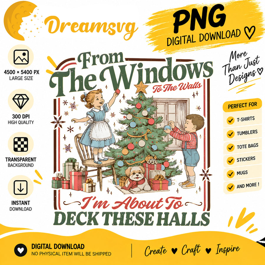 From the Windows to the Walls vintage Christmas kids PNG clipart