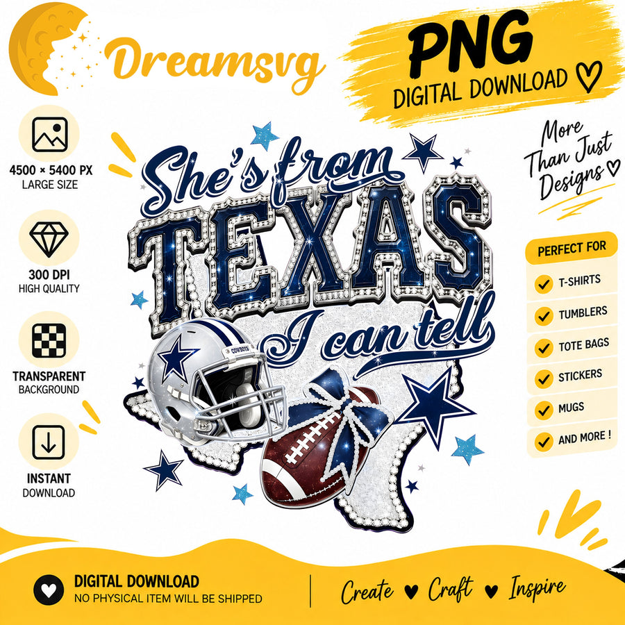 She's From Texas Dallas Cowboys helmet bling PNG clipart