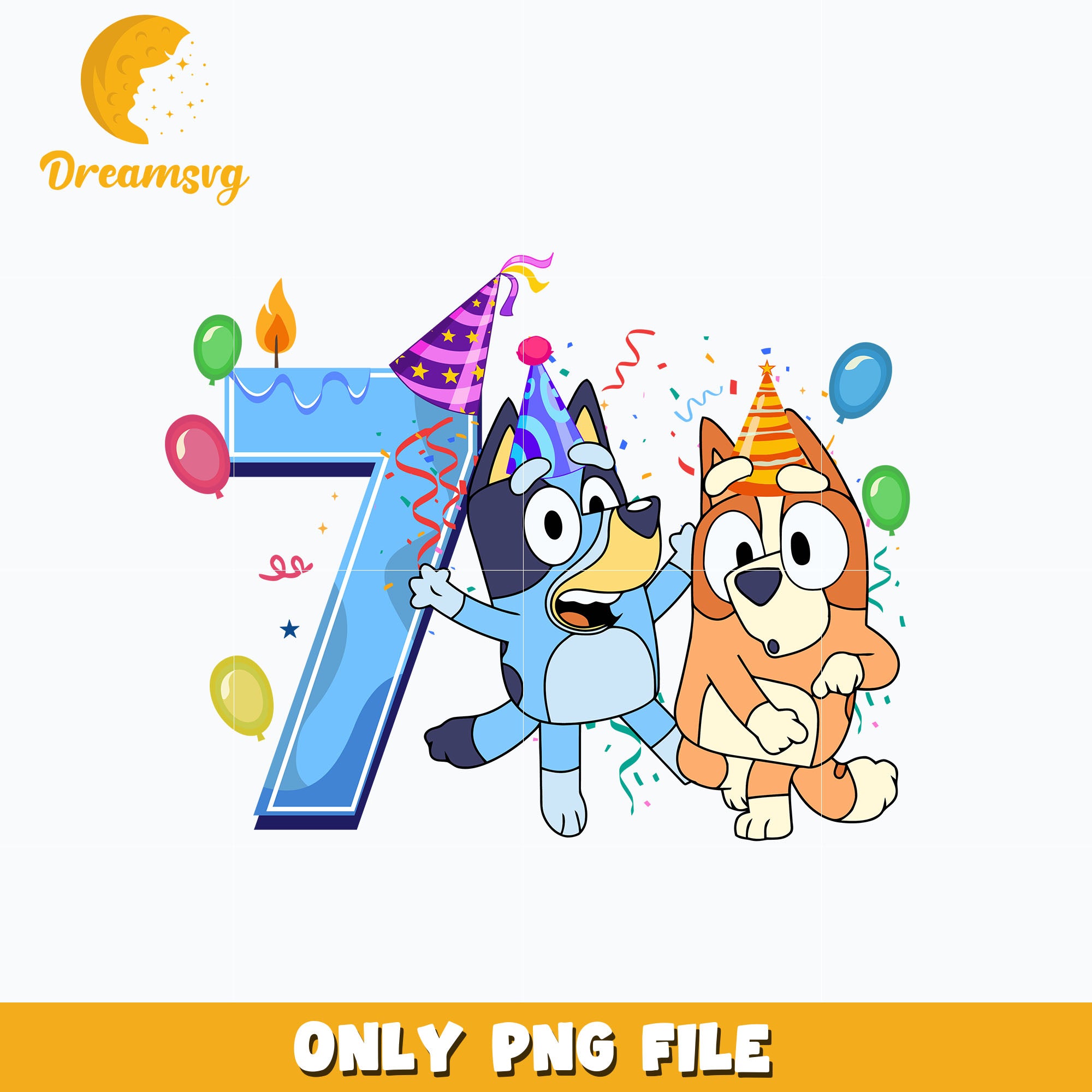 Bluey bingo blue 7th birthday png – DreamSVG Store