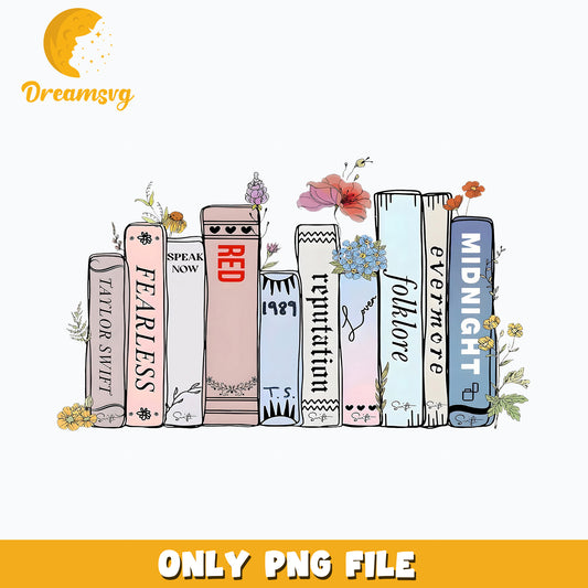 TLS albums vintage books png, the eras tour 2023 png, eras list song png