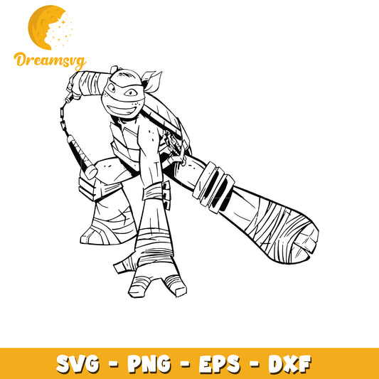 TMNT Character SVG Black and White Design for Crafting